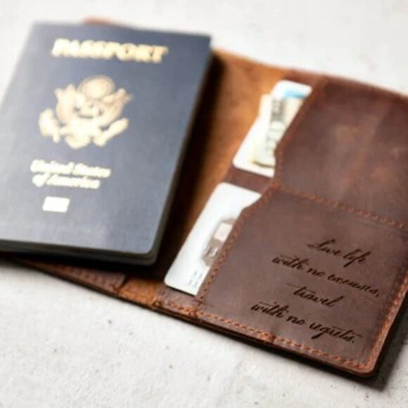 LEFT COAST DISTRESSED LEATHER PASSPORT COVER - Picture 13 of 13